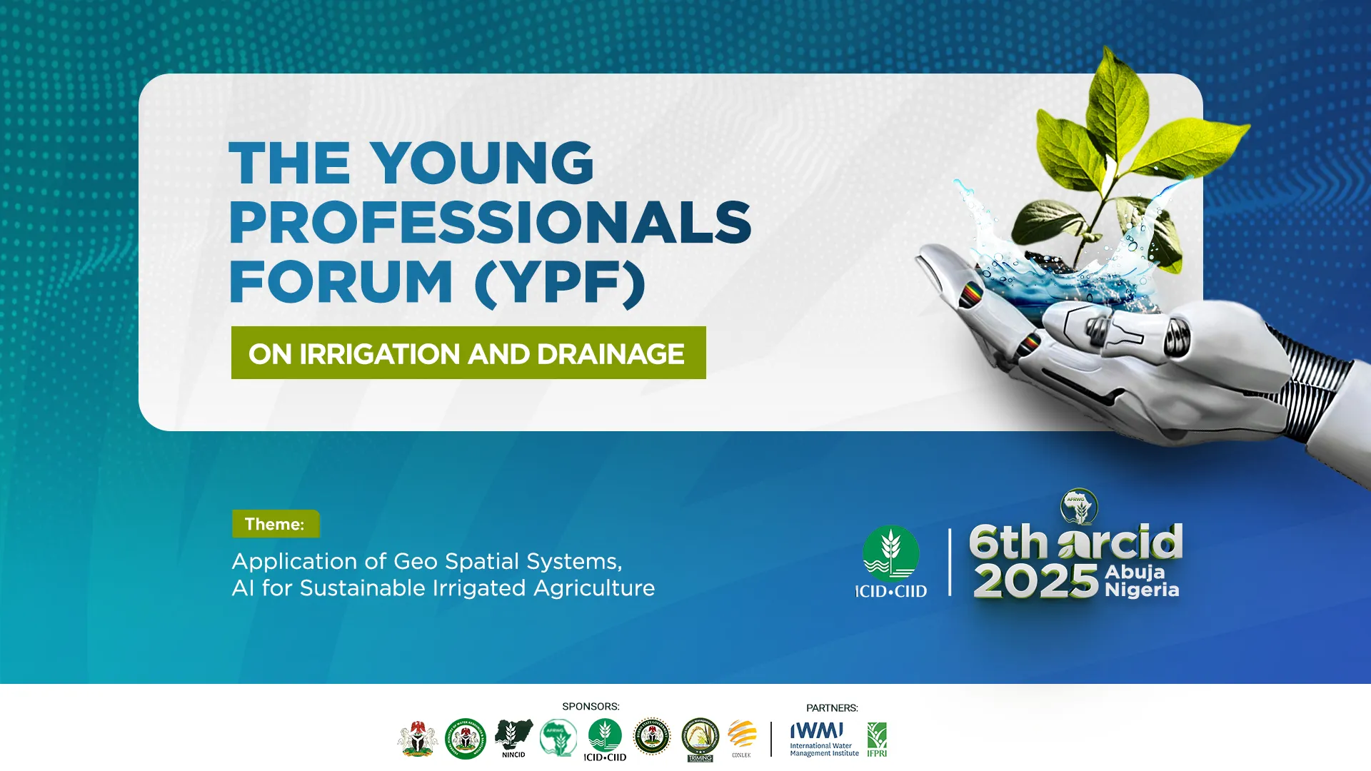 Digital banner for the Young Professionals Forum on Irrigation and Drainage